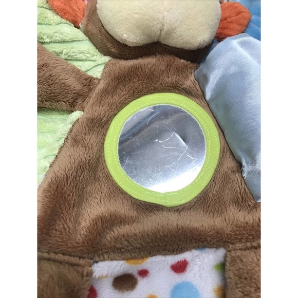 Douglas Baby Blue Monkey Activity Blanket Lovey Taggie Orange Brown Green fleece - Picture 2 of 6
